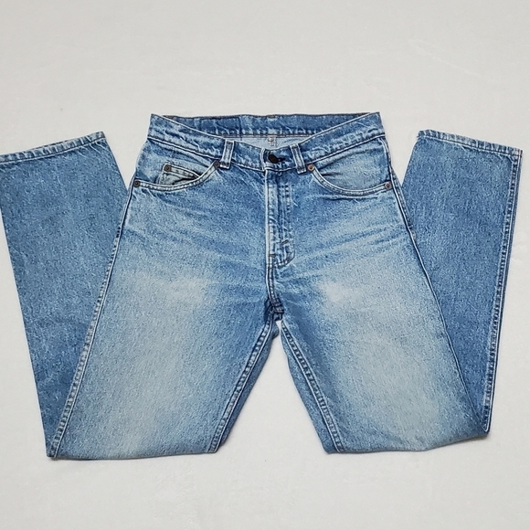 VINTAGE 80s Levi's 405 Orange Tab Light Stone Wash High Rise Straight Leg Jean 4 - Picture 5 of 14